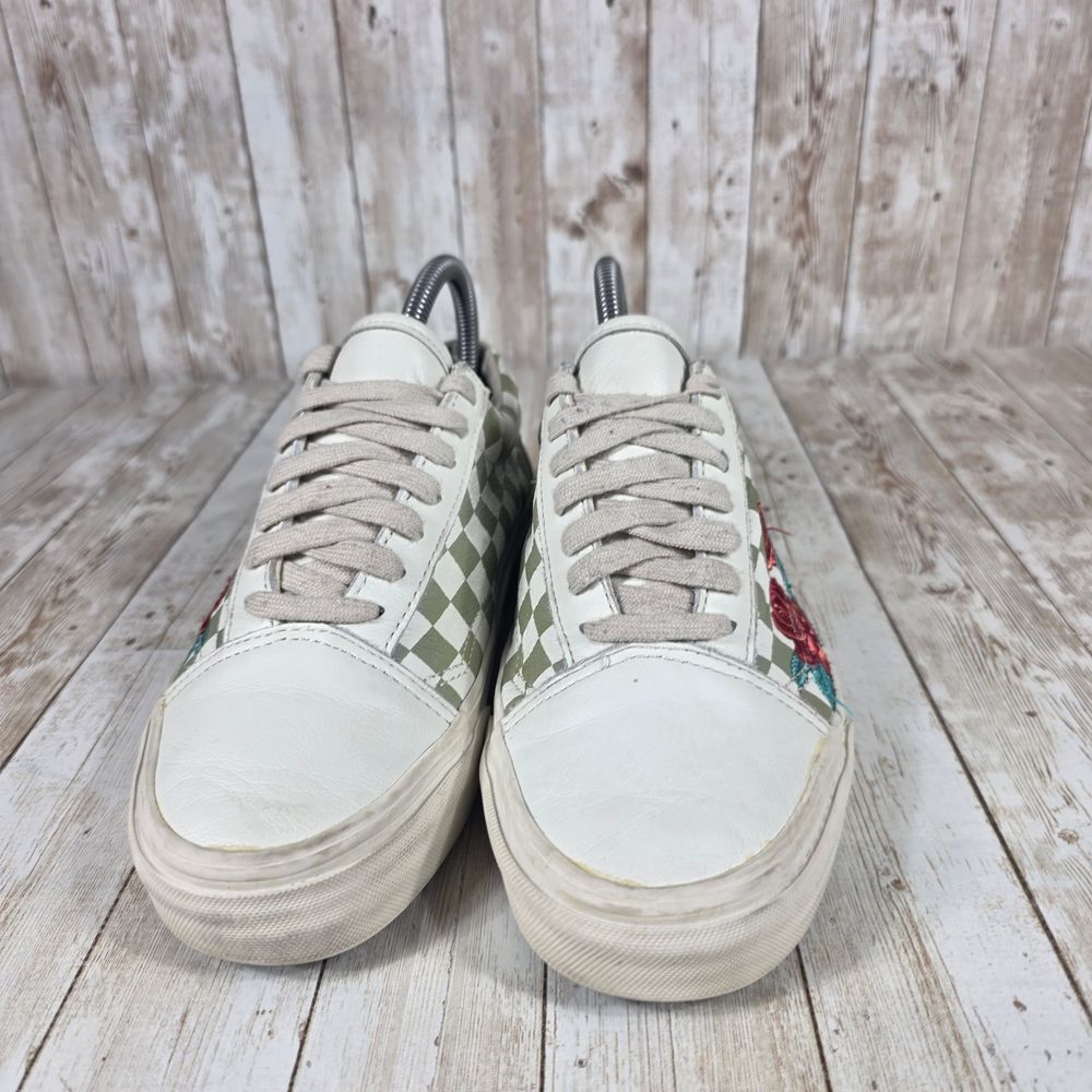 Vans Old Skool Rose Embroidery Checkered Skate Sneakers Shoes Women's‎ 7.5 - Picture 3 of 8